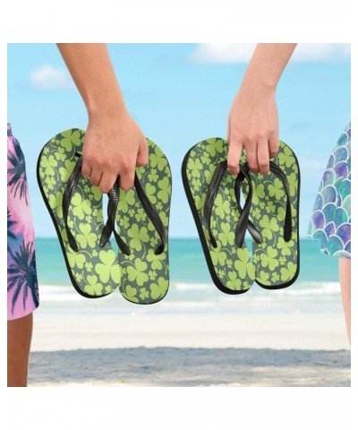 St Patrick's Day Shamrock Leaves Womens Flip Flops Irish Lucky Clover Spring Flowers Summer Beach Sandals Casual Thong Slippe...