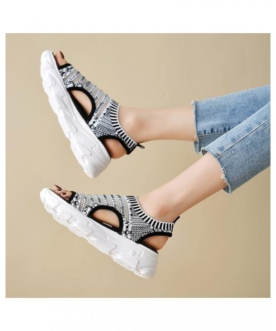 Summer Sandals Dropshipping Custom Logo Roma Mesh Knitted Breathable Chunky Black Wedge Sandals Women Sports Sandals Grey $15...