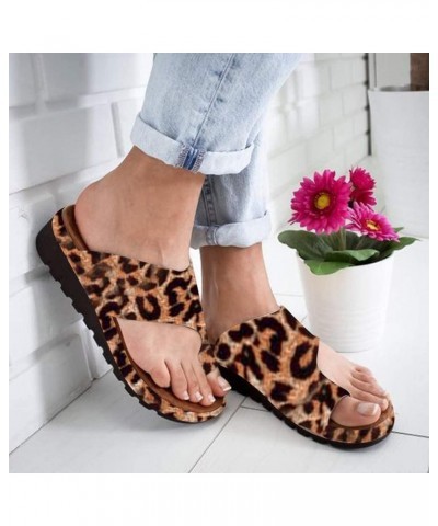 Orthopedic Bunion Corrector Sandals,Comfy Platform Flat Sole PU Leather Shoes for Women (Gold,7-7.5) Leopard 7-7.5 $15.90 San...