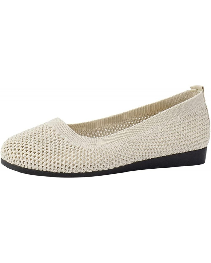 Ladies Fashion Solid Color Breathable Mesh Shallow Mouth Womens Casual Slip on Shoes to Wear with Casual Dresses Beige $8.75 ...