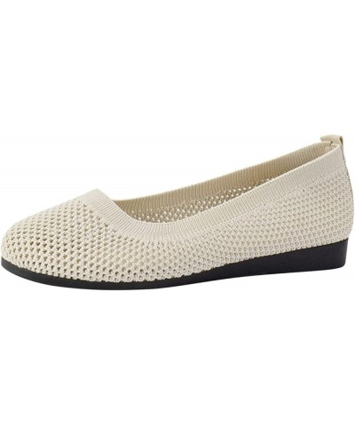 Ladies Fashion Solid Color Breathable Mesh Shallow Mouth Womens Casual Slip on Shoes to Wear with Casual Dresses Beige $8.75 ...