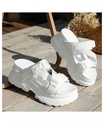 Womens Slip On Trendy Wedge Sandals 2024 Thick Sole Spring Casual Summer Dressy Beach Open Toe Western Ladies Wedding White $...