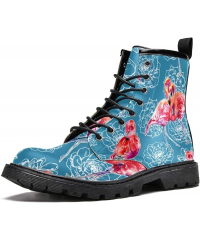 Classic Winter Shoes Women's Leather Boots Red Flamingo High Top Lace Up Girl Ankle Boots Print 6.5 Multi $44.27 Boots