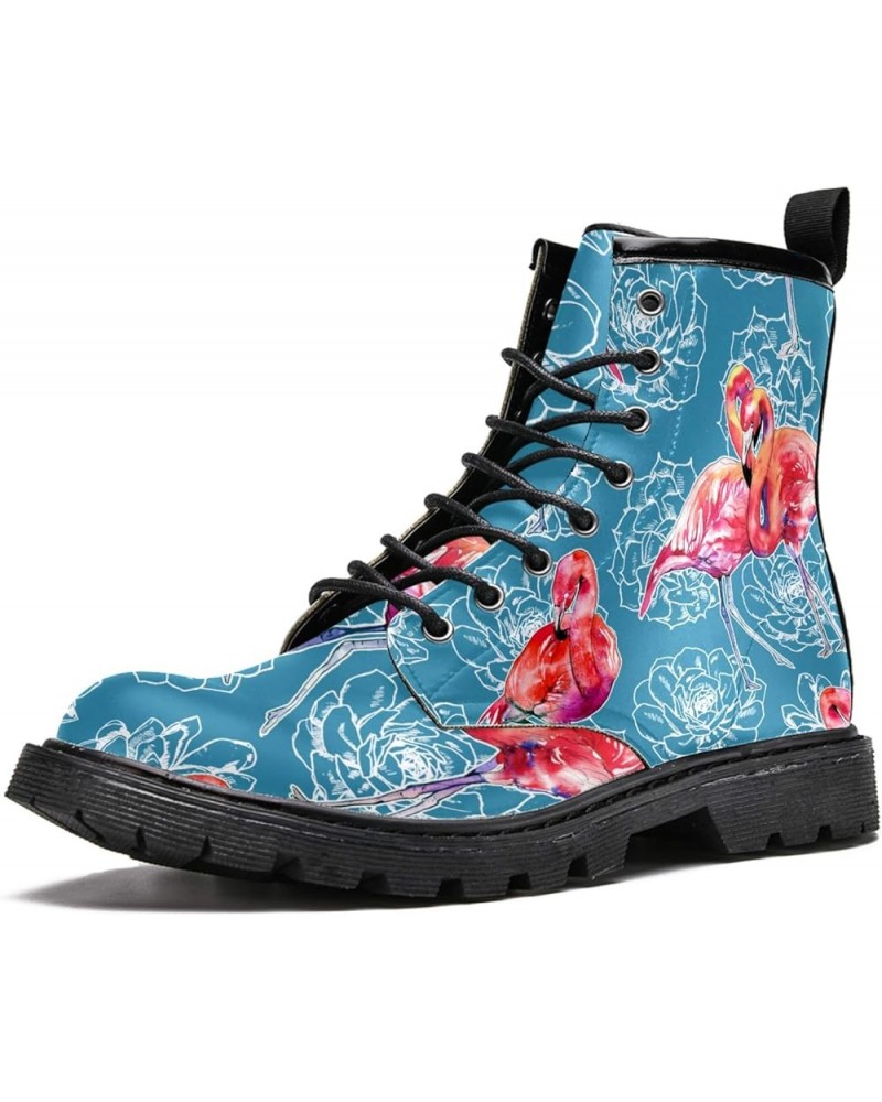 Classic Winter Shoes Women's Leather Boots Red Flamingo High Top Lace Up Girl Ankle Boots Print 6.5 Multi $44.27 Boots