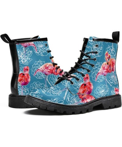 Classic Winter Shoes Women's Leather Boots Red Flamingo High Top Lace Up Girl Ankle Boots Print 6.5 Multi $44.27 Boots