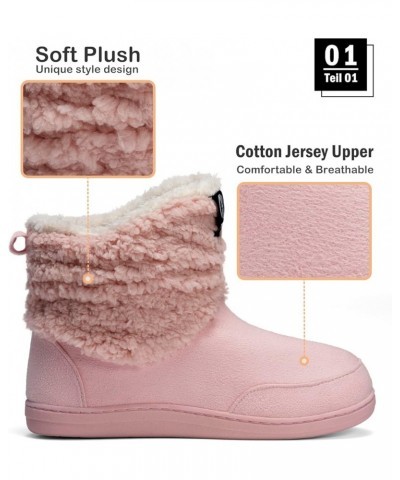 Men Women Slipper Boots Winter Indoor Outdoor Bootie Slippers Plush Fleece Memory Foam House Shoes Pink $17.39 Slippers