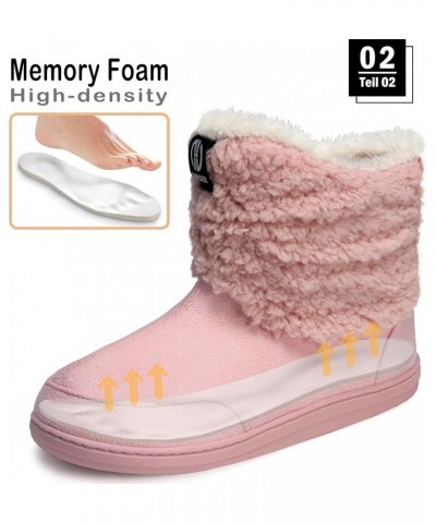 Men Women Slipper Boots Winter Indoor Outdoor Bootie Slippers Plush Fleece Memory Foam House Shoes Pink $17.39 Slippers