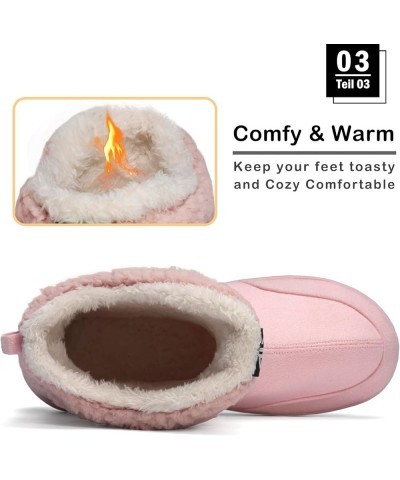 Men Women Slipper Boots Winter Indoor Outdoor Bootie Slippers Plush Fleece Memory Foam House Shoes Pink $17.39 Slippers