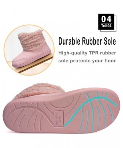 Men Women Slipper Boots Winter Indoor Outdoor Bootie Slippers Plush Fleece Memory Foam House Shoes Pink $17.39 Slippers