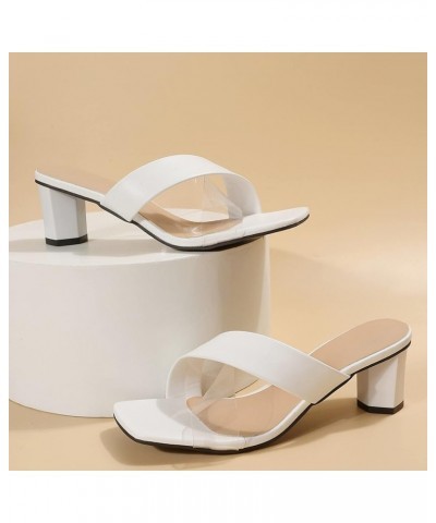 Sandals Women Thick High Heel Soft Bottom Outside Wear Large Size Open Toe Sandals Slippers Women Sandal White $16.79 Sandals