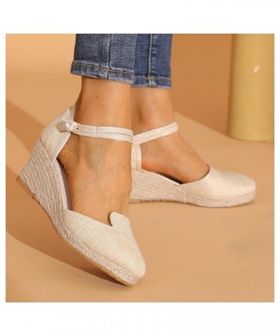 Womens Closed Toe Sandals, Espadrilles for Women Closed Toe Wedges Summer Sandals Ankle Strap Casual Closed Toe Wedge Sandals...