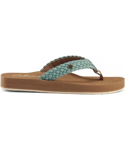 Women's Summer Active Comfort Thick Top Sole Thong Braided Bounce Flip-Flops Seafoam $17.56 Slippers