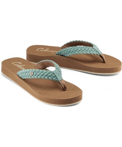 Women's Summer Active Comfort Thick Top Sole Thong Braided Bounce Flip-Flops Seafoam $17.56 Slippers