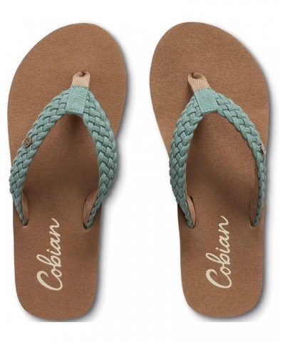 Women's Summer Active Comfort Thick Top Sole Thong Braided Bounce Flip-Flops Seafoam $17.56 Slippers