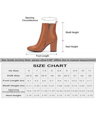 Women's 9637 Block Heel Ankle Boots, Fashion Dress Round Toe Booties with Side Zipper Block Heeled Boots-9637-brown $21.45 Boots