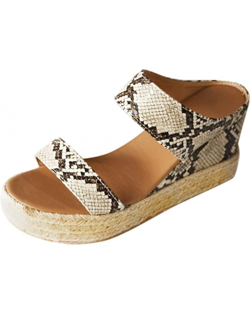 Summer Women Open Toe Breathable Beach Sandals Slip-On Straw Casual Wedges $19.56 Sandals