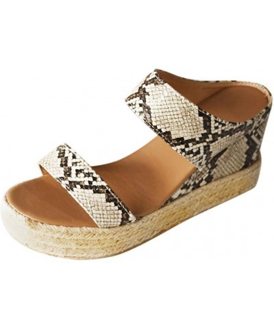 Summer Women Open Toe Breathable Beach Sandals Slip-On Straw Casual Wedges $19.56 Sandals