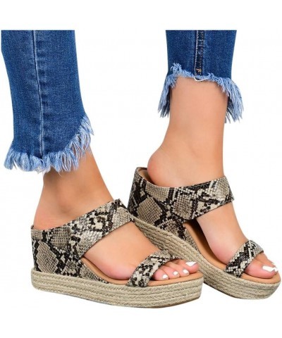 Summer Women Open Toe Breathable Beach Sandals Slip-On Straw Casual Wedges $19.56 Sandals