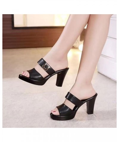 Clear Heels for Women Strappy High Chunky Platform Heels Fashion Comfort Slip on Square Open Toe Block Heel Mule Sandals Summ...