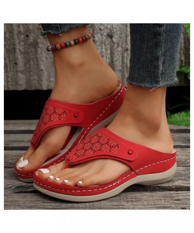 Womens Mules Flats Sandal Arch Support Orthotic Yoga Foam Summer Cross Strappy Dressy Thong Slippers Sandals 36-htrns-c-red $...