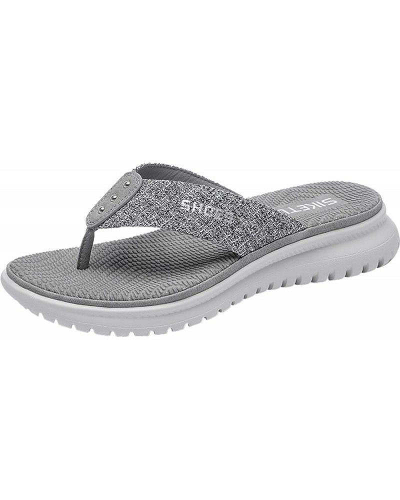 Women Slip on Wedge Sandals Summer Thickened Non Slip Walking Flip Flop Quick Drying Arch Support Beach Sandals Grey 8 $21.25...