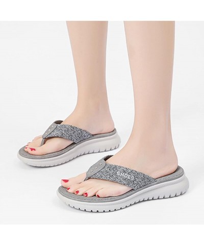 Women Slip on Wedge Sandals Summer Thickened Non Slip Walking Flip Flop Quick Drying Arch Support Beach Sandals Grey 8 $21.25...