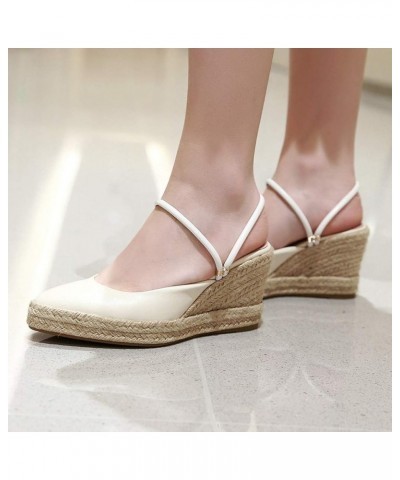 Women Pointed Toe Espadrille Platform Sandals Fashion Casual Non-Slip Dressy Wedges Sandals Breathable Slip on Beige 10.5 $32...