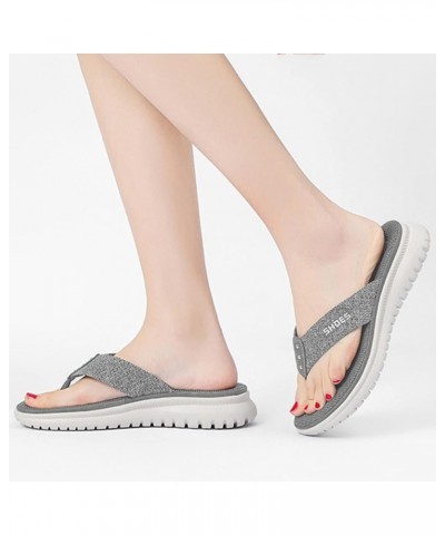 Women Slip on Wedge Sandals Summer Thickened Non Slip Walking Flip Flop Quick Drying Arch Support Beach Sandals Grey 8 $21.25...