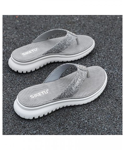 Women Slip on Wedge Sandals Summer Thickened Non Slip Walking Flip Flop Quick Drying Arch Support Beach Sandals Grey 8 $21.25...