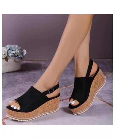 Sandals for Women Dressy Summer Rhinestone Elastic Band Wedge Sandals Comfy Open Toe Bohemian Beach Sandals Z01-black $16.42 ...