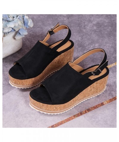 Sandals for Women Dressy Summer Rhinestone Elastic Band Wedge Sandals Comfy Open Toe Bohemian Beach Sandals Z01-black $16.42 ...