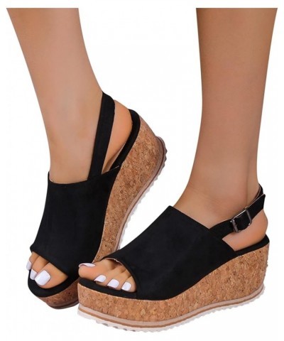 Sandals for Women Dressy Summer Rhinestone Elastic Band Wedge Sandals Comfy Open Toe Bohemian Beach Sandals Z01-black $16.42 ...