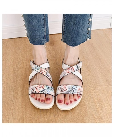 Women's Summer Sandals Casual Comfortable Flip Flops Beach Shoes Fashion Sandals Elastic Flat Sandals for Women White $22.68 ...