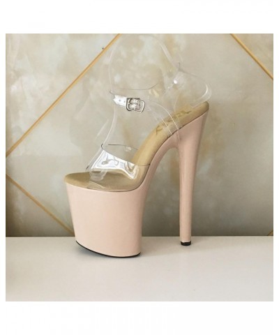 Women's Transparent Very High Heel Platform Exotic Pole Dance Ankle Strap Stiletto Sandal Beige-clear $35.25 Sandals