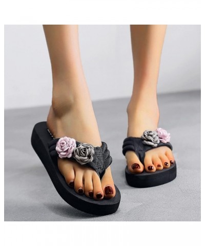 womens dress shoes low heel Womens Slippers Bow Rhinestone Platform Wedge Sandals Beach Sandals Z 12-purple $11.45 Slippers