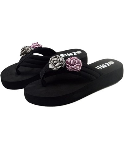 womens dress shoes low heel Womens Slippers Bow Rhinestone Platform Wedge Sandals Beach Sandals Z 12-purple $11.45 Slippers