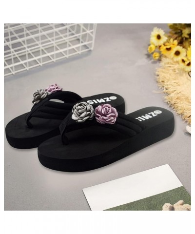 womens dress shoes low heel Womens Slippers Bow Rhinestone Platform Wedge Sandals Beach Sandals Z 12-purple $11.45 Slippers