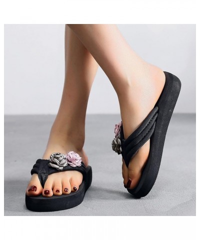 womens dress shoes low heel Womens Slippers Bow Rhinestone Platform Wedge Sandals Beach Sandals Z 12-purple $11.45 Slippers