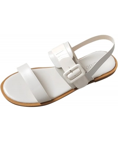 Shoes for Bunions Women Sandals Ladie Summer Large Size Belt Buckle Open Toe Monofont Extra Wide Sandals for Beige $16.63 San...