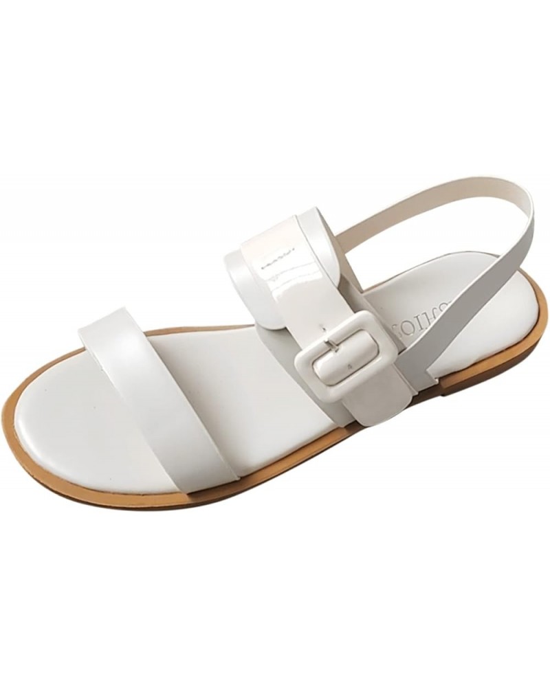 Shoes for Bunions Women Sandals Ladie Summer Large Size Belt Buckle Open Toe Monofont Extra Wide Sandals for Beige $16.63 San...