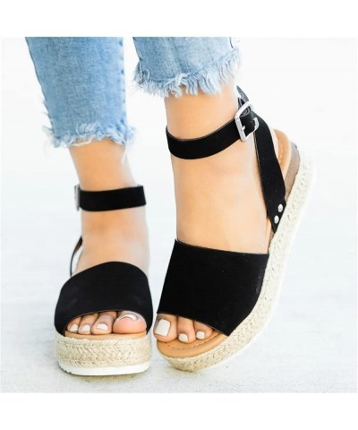 Wedge Sandals for Women Dressy Slip-On High Heel Sandal Summer Casual Beach Shoes Open Toe Espadrilles Platform X1-black $19....