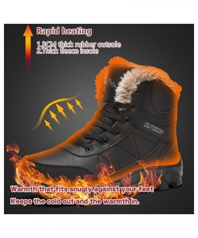 Mens Winter Boots Outdoor Snow Boots For Men Waterproof Thick Fur Non-Slip Hiking Boot Lace-Up Ankle Booties Brown $26.72 Boots