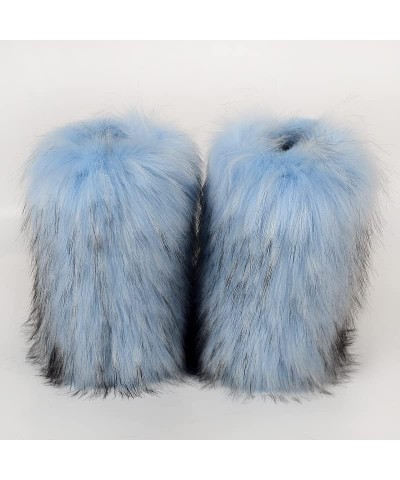 Women's Faux fur Boot Furry Fluffy Comfortable Mid-Calf Boots Round Toe Snow Boots Y2K Outdoor Rave Flat Shoes Blue $34.83 Ou...