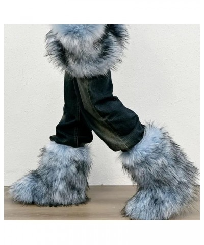 Women's Faux fur Boot Furry Fluffy Comfortable Mid-Calf Boots Round Toe Snow Boots Y2K Outdoor Rave Flat Shoes Blue $34.83 Ou...