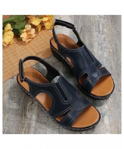 Women's Thick Sole Ankle Strap Sandals Summer Platform Casual Fish Mouth Sandals Comfortable Arch Support Wedge Faux Leather ...