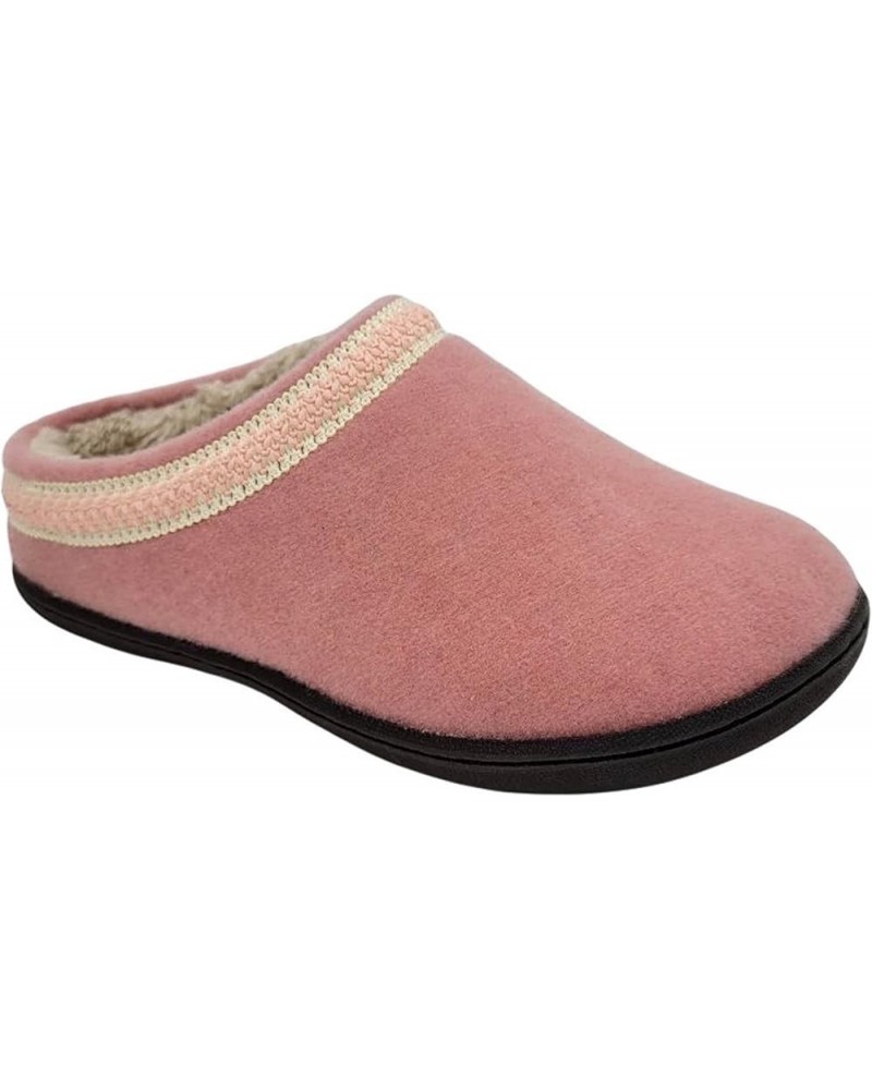 Womens Wool Felt Clog Slippers JMH1319T - Warm Cozy Plush Faux Fur Lined - Indoor Outdoor House Slipper for Women Light Pink ...