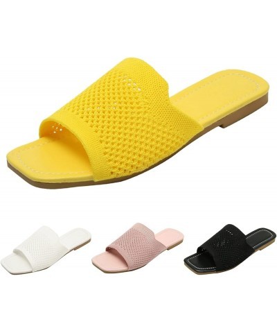 Fashion Spring Summer Women Slippers Flat Bottom Lightweight Open Toe Mesh Breathable And Comfortable Solid Color Warm Feet S...