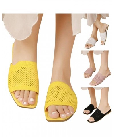 Fashion Spring Summer Women Slippers Flat Bottom Lightweight Open Toe Mesh Breathable And Comfortable Solid Color Warm Feet S...