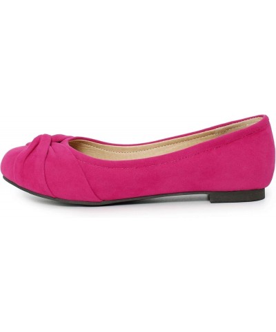 Women Round Toe Slip-on Flats Fuchsia $19.67 Boots