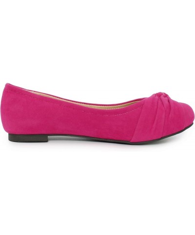 Women Round Toe Slip-on Flats Fuchsia $19.67 Boots